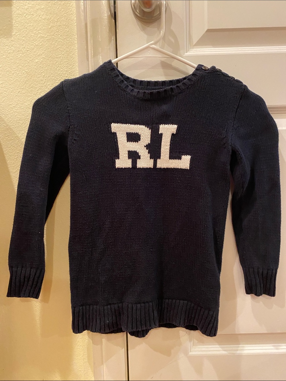 Ralph Lauren Navy RL Logo Knit Sweater Girl’s